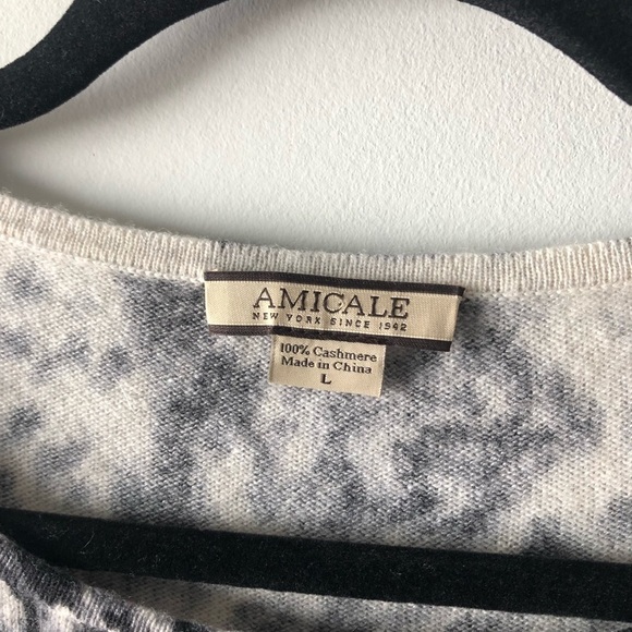 Amicale leopard print  grey & cream 100% cashmere sweater - Picture 5 of 6